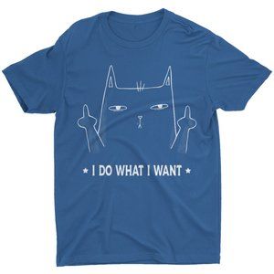 I Do What I Want Cat Middle Finger Funny Cat Kitten Animal T-Shirt Gifts for Men